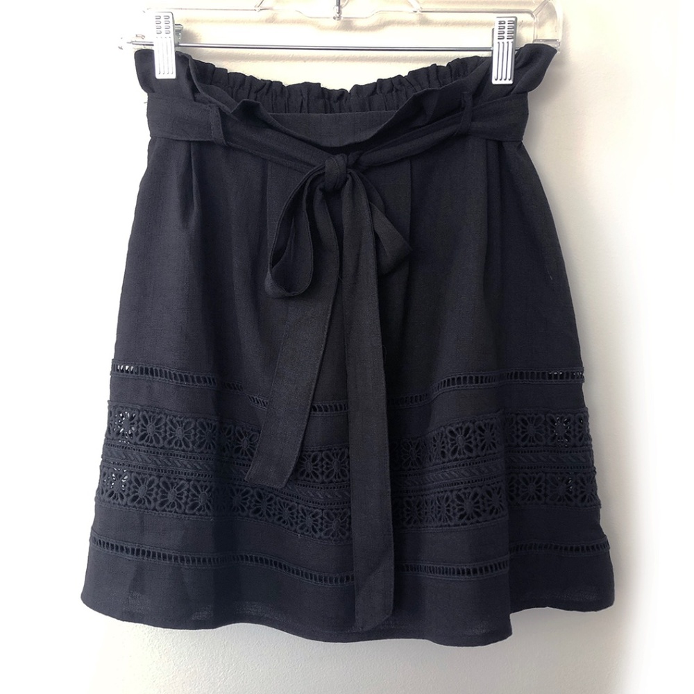 Francesca's Blue Rain Black Crochet Skirt, Medium